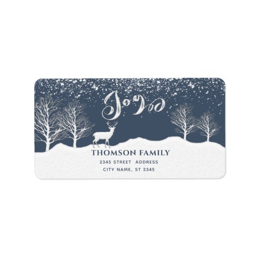 Moderne waterverf Winterscène Joy Holiday Etiket (Voorkant)