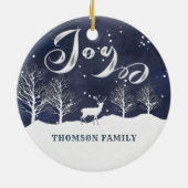 Moderne waterverf Winterscène Joy Holiday Keramisch Ornament (Achterkant)