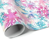 Moderne Waterverf wintersneeuwvlokken Kerst Cadeaupapier (Rol Hoek)