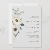 Moderne Waterverf Witte Bloemen Bruiloft Kaart (Voorkant)