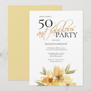 Moderne Waterverf Yellow 50 en Fabulous Birthday Kaart