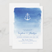Moderne waterverf zeemansstrand bruiloft kaart (Voorkant / Achterkant)