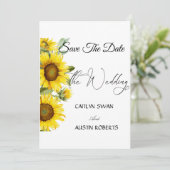 Moderne Waterverf zonnebloem Save The Date (Staand voorkant)