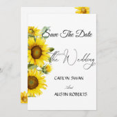Moderne Waterverf zonnebloem Save The Date (Voorkant / Achterkant)