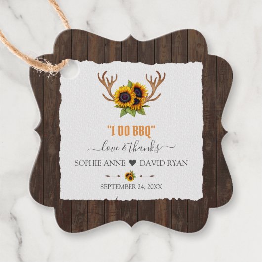 Moderne Waterverf Zonnebloemen Antlers waren goed  Bedankjes Labels (Voorkant)