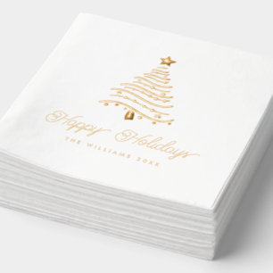 Moderne Wavy kerstboom & sterren Folie Servetten