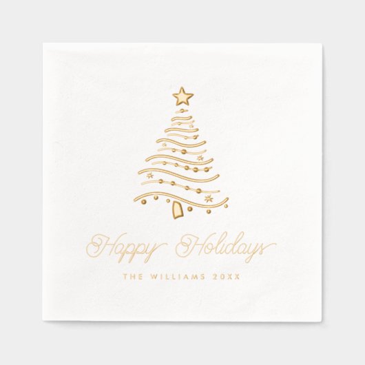 Moderne Wavy kerstboom & sterren Folie Servetten (Voorkant)