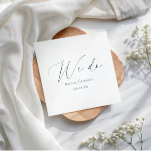 Moderne 'We Do' Koppelnamen Script Bruiloft Servet
