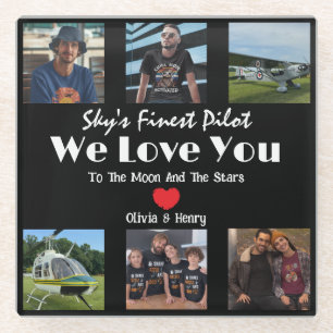 Moderne 'We Love You' aangepaste fotocollage Glazen Onderzetter
