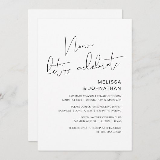 Moderne weddenschap, laten we vieren kaart (Voorkant / Achterkant)