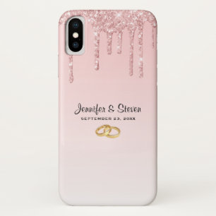 Moderne weddenschapsroze glitter-ritsen iPhone x hoesje