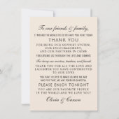 Moderne wedstrijd voor Cream en Black Script Weddi Bedankkaart (Voorkant)