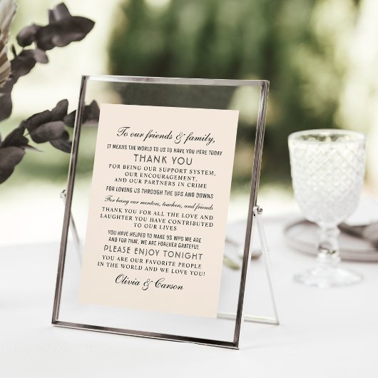 Moderne wedstrijd voor Cream en Black Script Weddi Bedankkaart