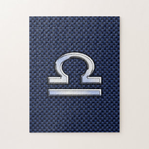 Moderne Weegtekening op Navy Blue Carbon Fiber Legpuzzel