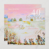 Moderne weide bloemenlandschap Verjaardag Kaart (Voorkant / Achterkant)