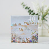 Moderne weide bloemenlandschap Verjaardag Kaart (Staand voorkant)