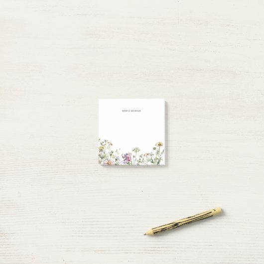 Moderne weide Wildbloemen delicaat design Post-it® Notes (Op bureau)