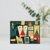 Moderne Weihnachtskarte mit Weihnachtsbaum. Briefkaart (Staand voorkant)