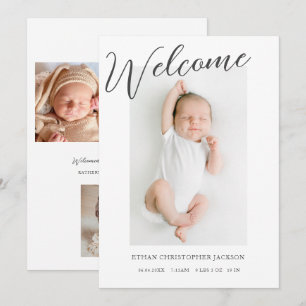 Moderne Welkom Baby Foto Geboorte Aankondiging