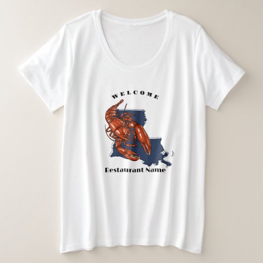 Moderne welkom rode rivierkreeft Louisiana aangepa Grote Maat T-shirt (Design voorkant)