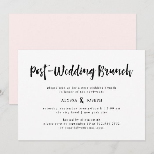 Moderne wens | Post Bruiloft Brunch Zwart-wit Kaart (Voorkant / Achterkant)