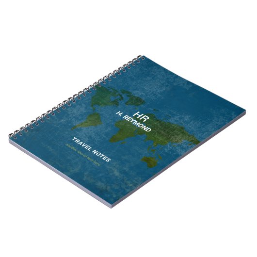 Moderne Wereldkaart Distress Blue Notitieboek (Linkerzijde)
