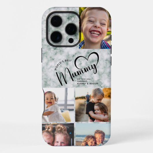 Moderne Wereld's Best Mummy Gift Foto Groen Marmer iPhone Hoesje (Achterkant)