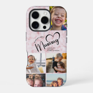 Moderne Wereld's Best Mummy Gift Foto Roze Marmer iPhone 16 Pro Hoesje