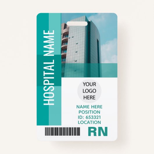 Moderne werknemer foto, barcode, Logo, naam-ID Badge (Voorkant)