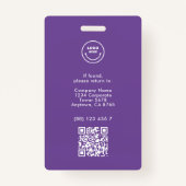 Moderne werknemer Professionele ID foto Paars QR Badge (Achterkant)