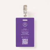 Moderne werknemer Professionele ID foto Paars QR Badge (Achterkant met clip)