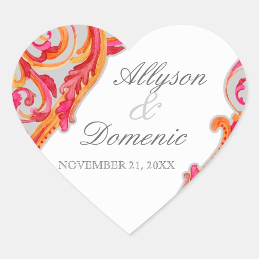 Moderne werveling Bloeiend Hart Tangerine Heet Roz Hart Sticker (Voorkant)