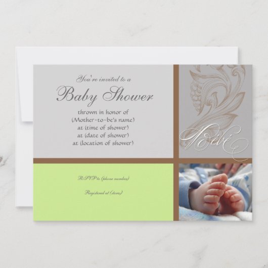 Moderne Werveling in Polka Dot - Baby Boy Shower U Kaart (Voorkant)