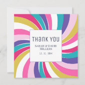 Moderne werveling Levendige bruiloft Bedankkaart (Voorkant)