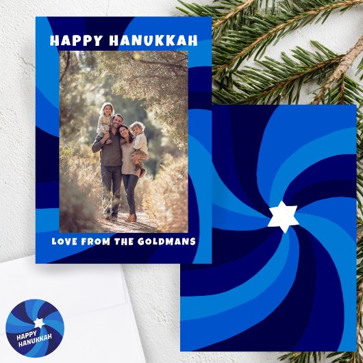 Moderne wervelster van David HAPPY HANUKKAH CUSTOM Feestdagenkaart