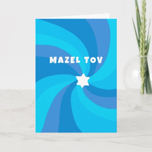 Moderne wervelster van David MAZEL TOV Bar Mitzvah Kaart (Voorkant)
