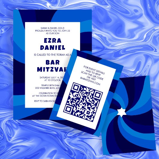 Moderne wervelster van David QR Code Bar Bat Mitsw Informatiekaartje