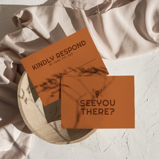 Moderne Westerne Koe schedel Bold Boho Unique Wedd RSVP Kaartje