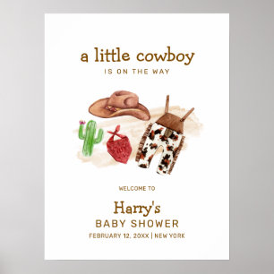 Moderne Westerse Cactus Cowboy Baby Shower Welkom Poster
