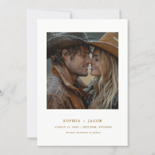 Moderne Westerse Foto Cowboy Cowgirl Save the Date Kaart