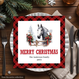 Moderne Westerse Tartan Kerst Papieren Servetten