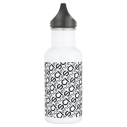 Moderne Wetenschap Zwart-wit Typografie Patroon St Waterfles (Links)