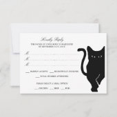 Moderne Whimsical Black Cat bruiloft RSVP Kaartje (Voorkant)
