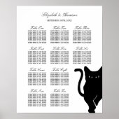 Moderne whimsical Black Cat Wedding Seating Chart Poster (Voorkant)