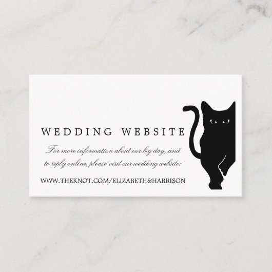Moderne Whimsical Black Cat Wedding Website Invoeg Informatiekaartje (Voorkant)