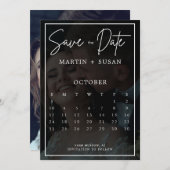 Moderne Whimsical Calligraphy Overlay Photo Weddin Save The Date (Voorkant / Achterkant)