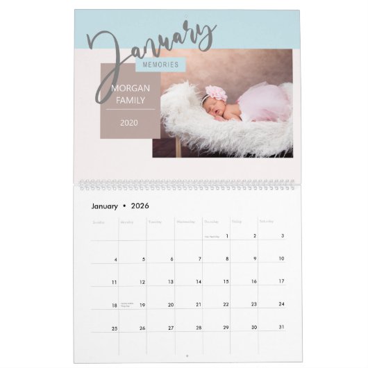 Moderne whimsical Script Memories Kalender (Jan 2026)
