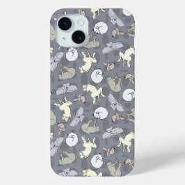 Moderne Whimsical Slaap Honden Vanille op Grijs iPhone 15 Mini Hoesje
