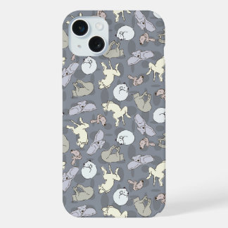 Moderne Whimsical Slaap Honden Vanille op Grijs iPhone 15 Plus Case