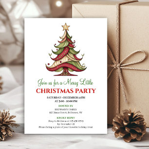 Moderne whimsicalische kerstboom feest uitnodiging